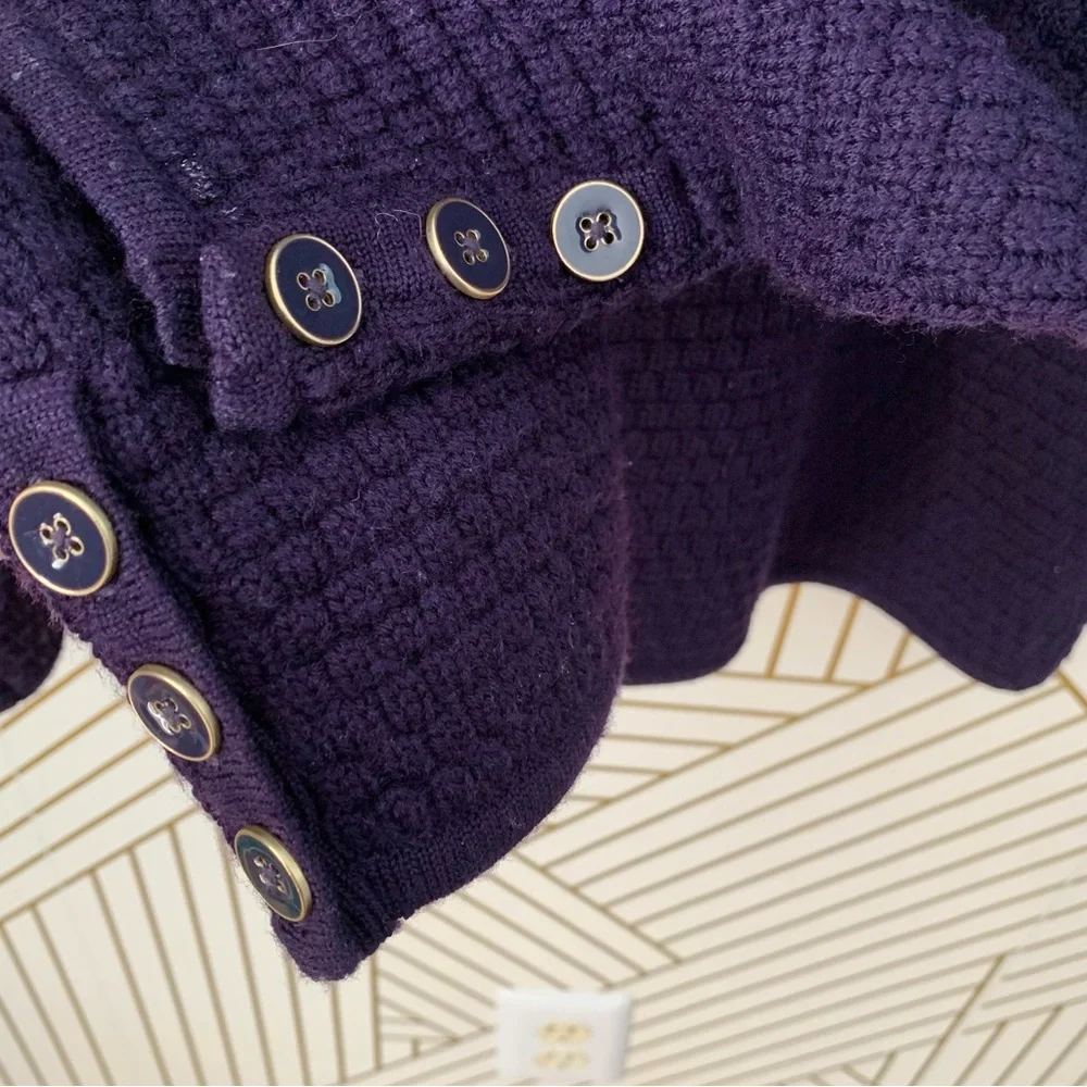 Talbots 100% Merino Wool Tight knit cardigan button front button sleeve jacket L - Picture 8 of 9